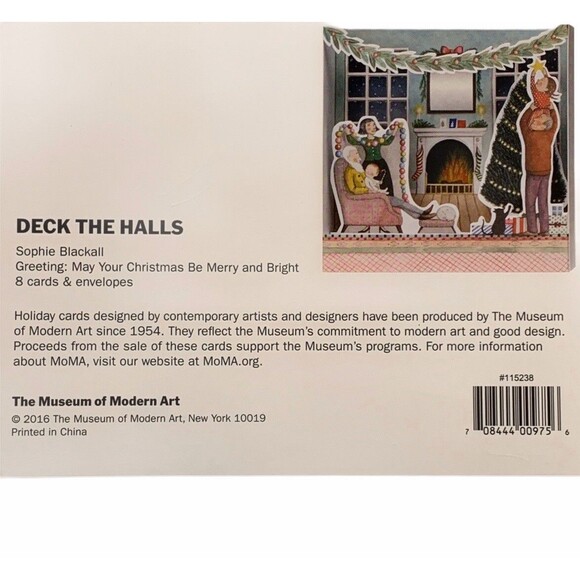 MoMA Pop Up Holiday Cards Deck The Halls 8 Cards Envelopes Modern Art NEW 2016 - Picture 3 of 9